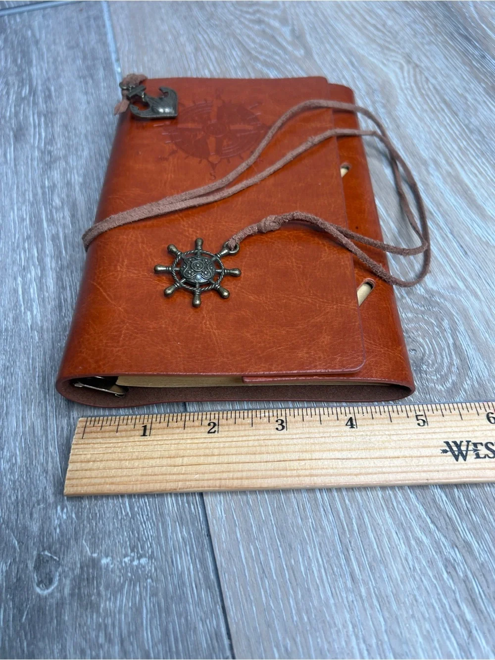Vintage Leather Nautical Journal Refillable Compass Wrap Notebook Travel Diary⁠